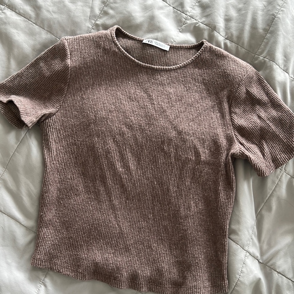 Zara padded shoulder knit top